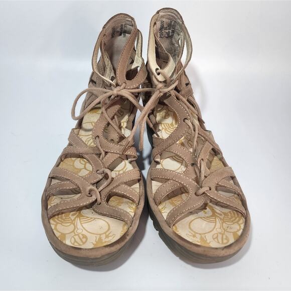 Fly London Yuke Tan Leather Gladiator Sandals - Picture 3 of 10